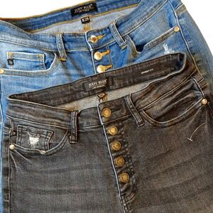 Judy Blue 2/Pair‎ Skinny Fit Button Fly Pants Blue 9/Black 7